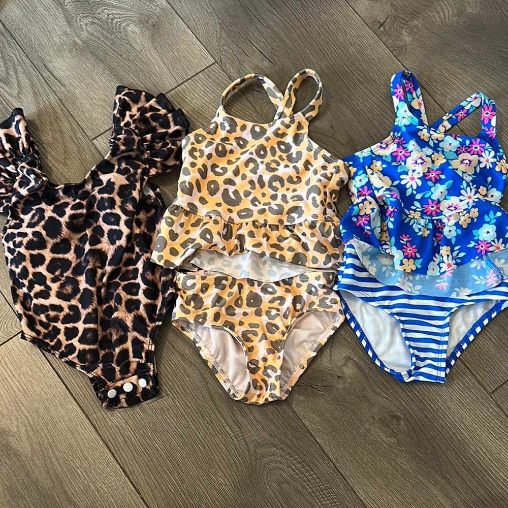 Leopard Print Kids One Piece Swimsuit